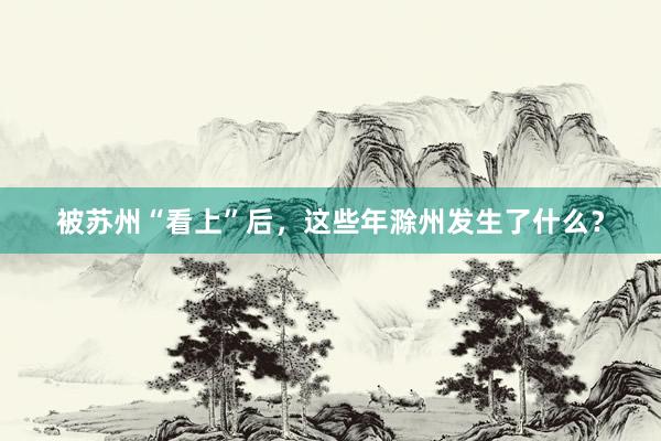 被苏州“看上”后，这些年滁州发生了什么？