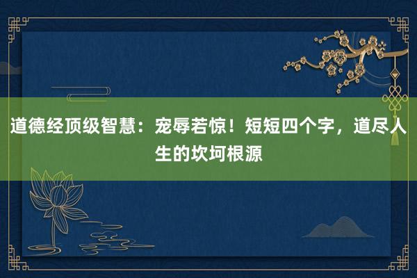 道德经顶级智慧：宠辱若惊！短短四个字，道尽人生的坎坷根源