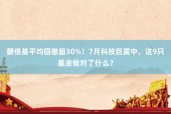 翻倍基平均回撤超30%！7月科技巨震中，这9只基金做对了什么？