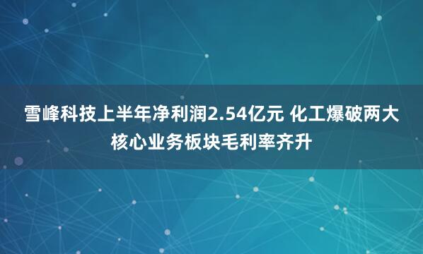 雪峰科技上半年净利润2.54亿元 化工爆破两大核心业务板块毛利率齐升