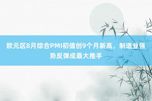 欧元区8月综合PMI初值创9个月新高，制造业强势反弹成最大推手