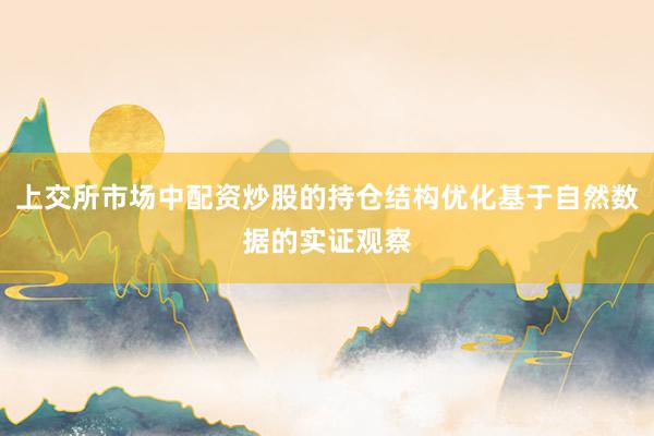 上交所市场中配资炒股的持仓结构优化基于自然数据的实证观察