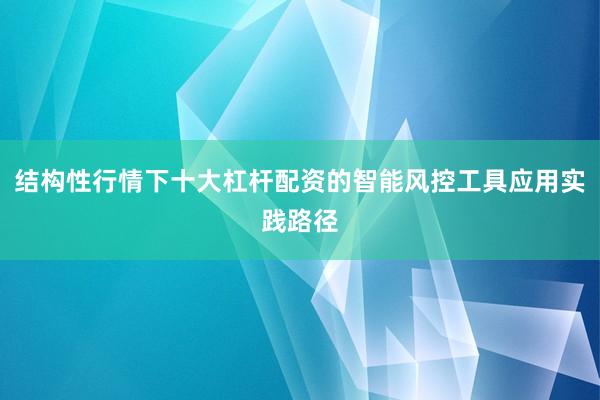 结构性行情下十大杠杆配资的智能风控工具应用实践路径