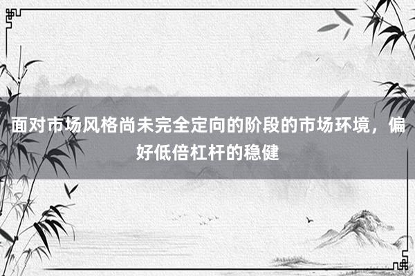 面对市场风格尚未完全定向的阶段的市场环境，偏好低倍杠杆的稳健