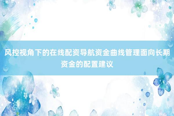 风控视角下的在线配资导航资金曲线管理面向长期资金的配置建议