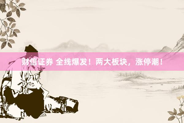 财信证券 全线爆发！两大板块，涨停潮！