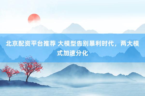 北京配资平台推荐 大模型告别暴利时代，两大模式加速分化
