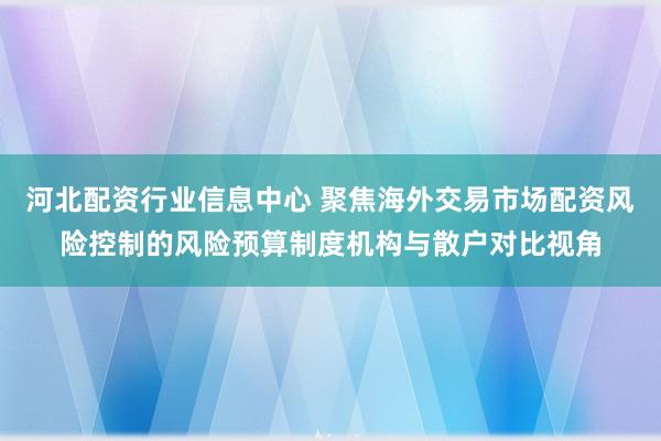 河北配资行业信息中心 聚焦海外交易市场配资风险控制的风险预算制度机构与散户对比视角