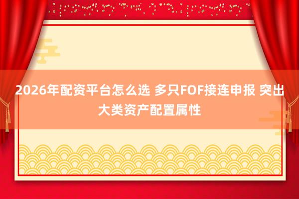 2026年配资平台怎么选 多只FOF接连申报 突出大类资产配置属性