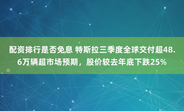 配资排行是否免息 特斯拉三季度全球交付超48.6万辆超市场预期，股价较去年底下跌25%