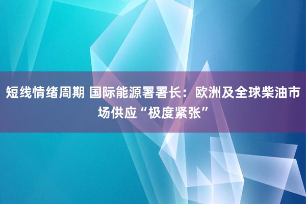 短线情绪周期 国际能源署署长：欧洲及全球柴油市场供应“极度紧张”