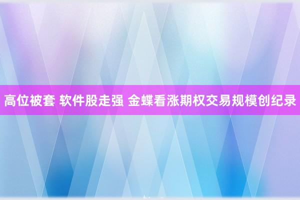 高位被套 软件股走强 金蝶看涨期权交易规模创纪录